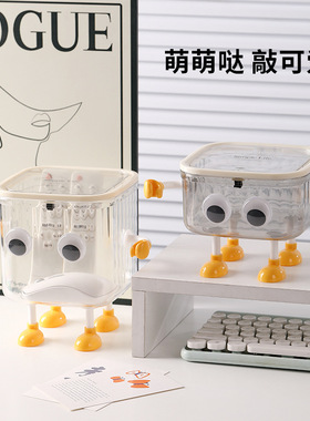 桌面收纳盒多用途透明带盖桌面垃圾桶女生皮筋头绳发饰收纳盒搞怪