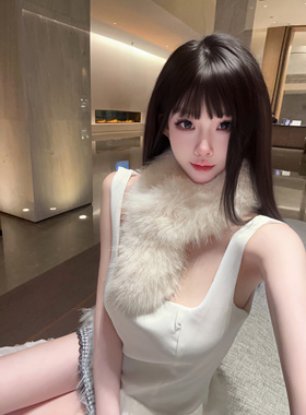Eva君君酱纯欲张元英同款仿狐狸毛毛围脖女加厚保暖搭扣围巾脖套