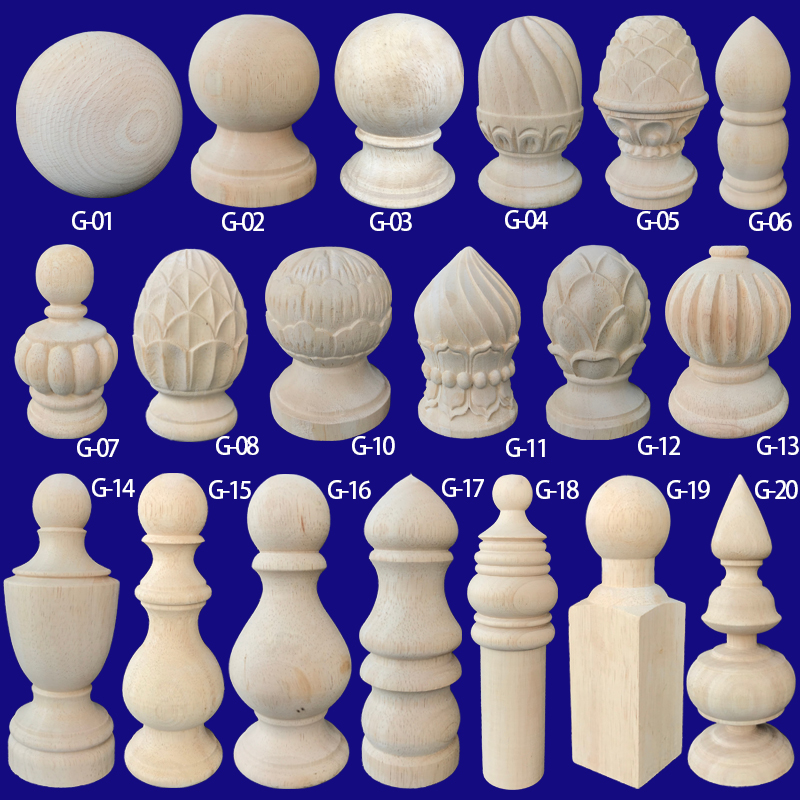 酒柜围栏廊桥装饰配件小柱子罗马柱葫芦实木栏杆车木护栏东阳木雕 - 图0