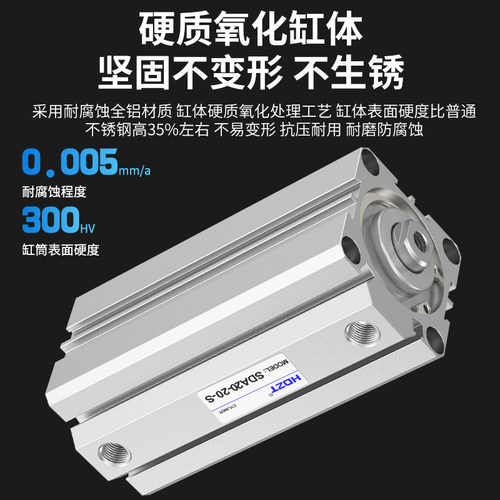 小型气动大推力SDA薄型气缸SDA40/50/63/80/100X10/15/20/30/40 - 图1