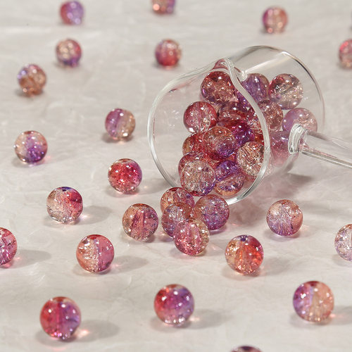 大鱼海棠50颗装珠子散珠diy手链材料冰裂爆花琉璃珠10mm串珠配件 - 图2