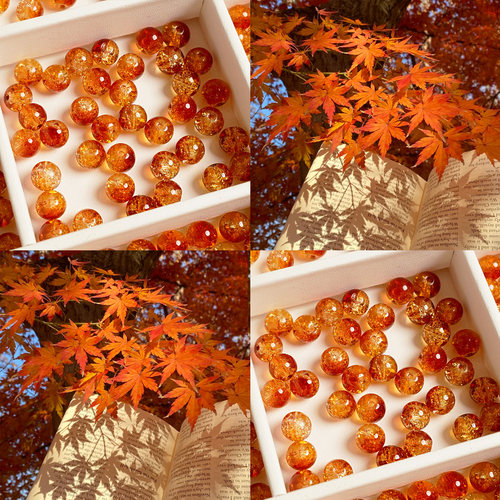 10mm美拉德色系冰裂碎花双色DIY串珠手链散珠串珠饰品配件琉璃珠 - 图0