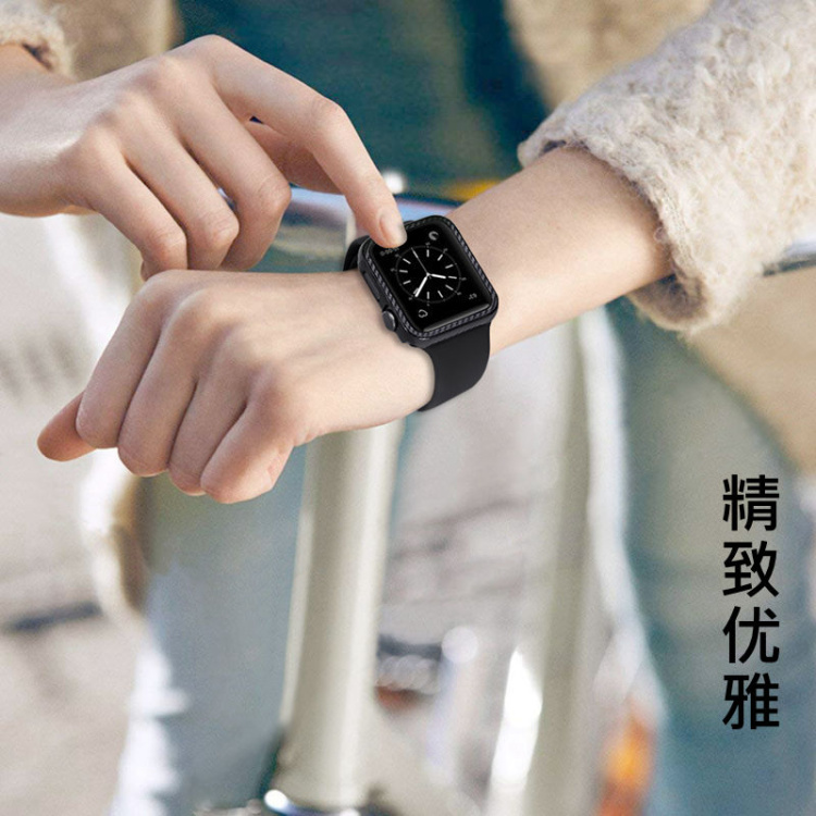 适用苹果iwatch7/5/4/3/9/6保护壳轻薄表套硬apple watch8碳纤维边框保护套iphone watch SE38/41/42/44/45mm - 图2