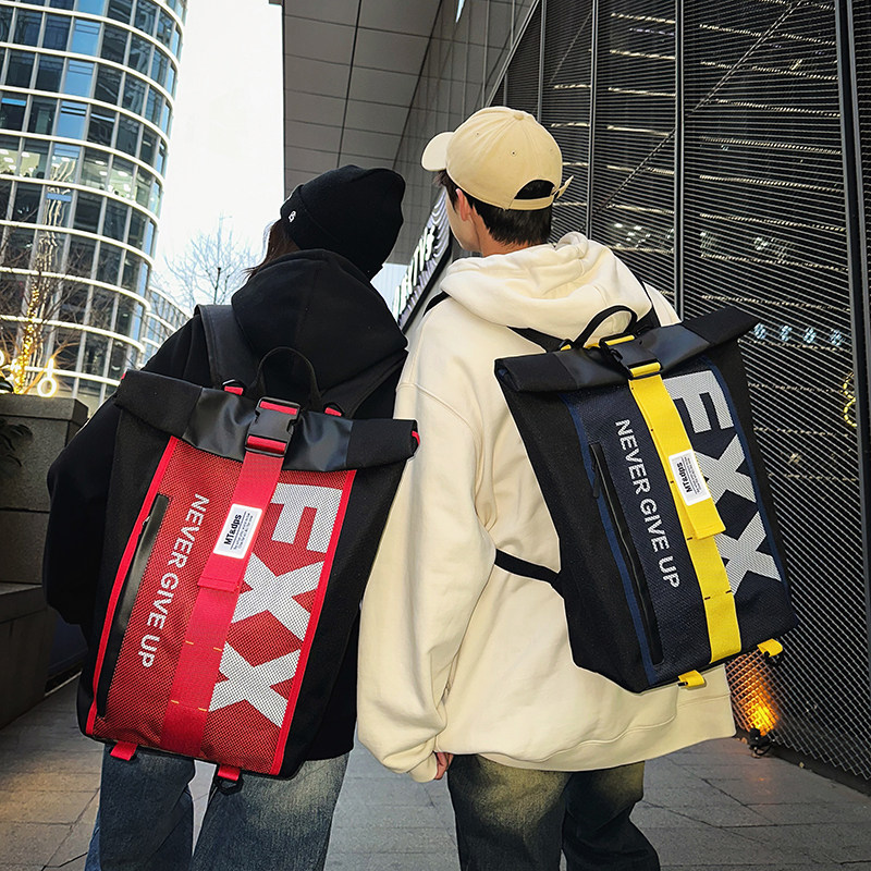 书包男时尚潮流旅行背包男高中生大学生潮牌工装风大容量双肩包女,淘宝优惠券,粉丝福利购,淘宝优惠卷