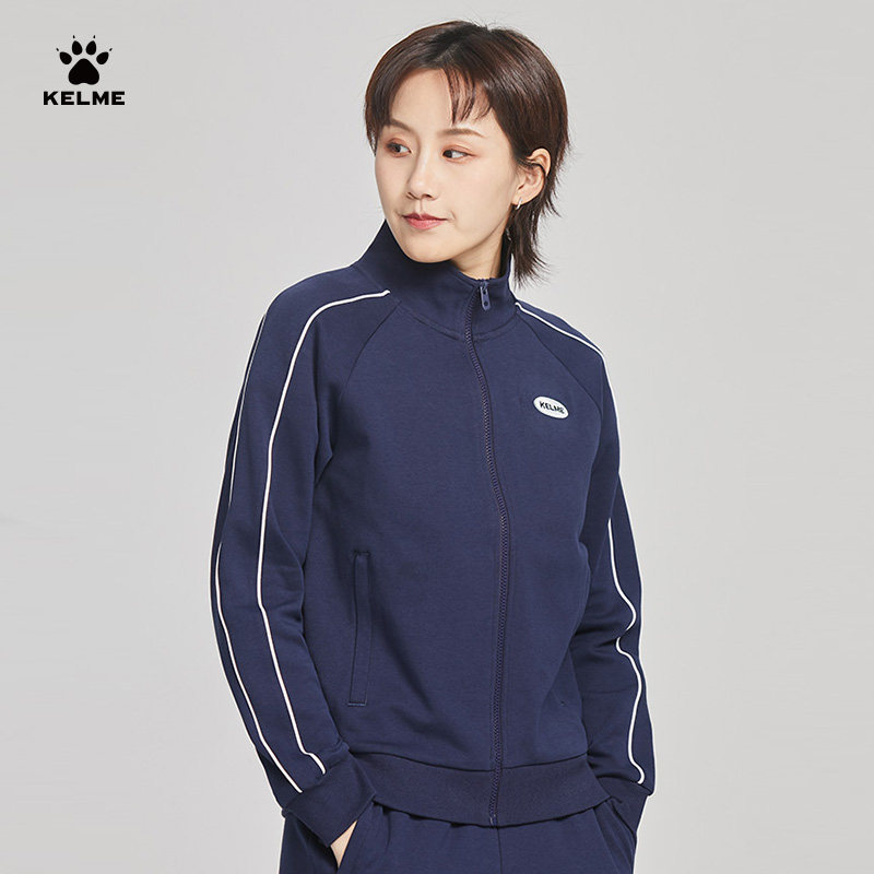 KELME卡尔美卫衣外套2025秋季新时尚运动休闲立领针织宽松女夹克,淘宝优惠券,粉丝福利购,淘宝优惠卷