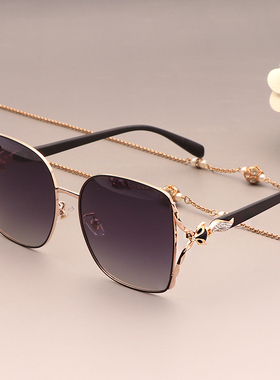 防晒偏光时尚狐狸镶钻开车墨镜白