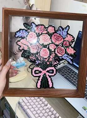 生日蛋糕拼豆相框展示DIY摆件透