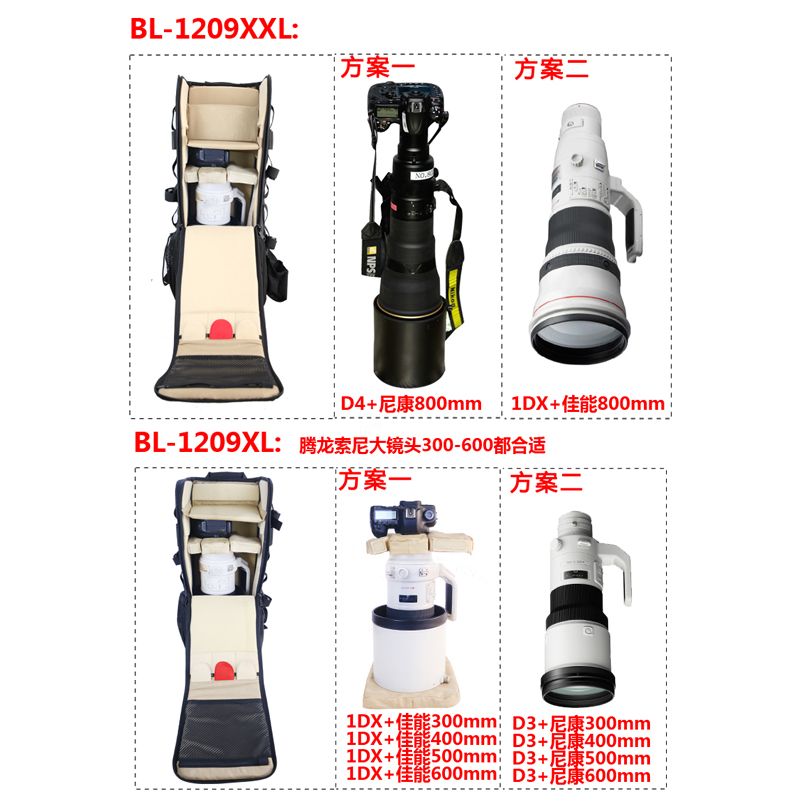 宝罗双肩摄影包单肩反相机包70-200 300 400 500 600 800mm镜头筒-图1