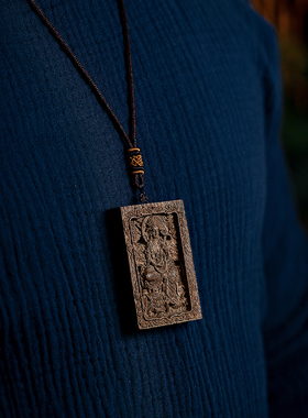 天然印尼达拉干沉香普贤菩萨吊坠