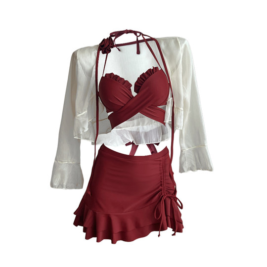 Hochwertiges, dreiteiliges Bikini-Badeanzug-Set für den heißen Urlaub