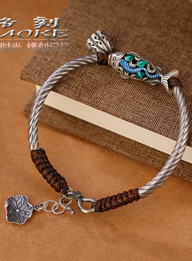 烙刻民族风女99足银景泰蓝设计元素