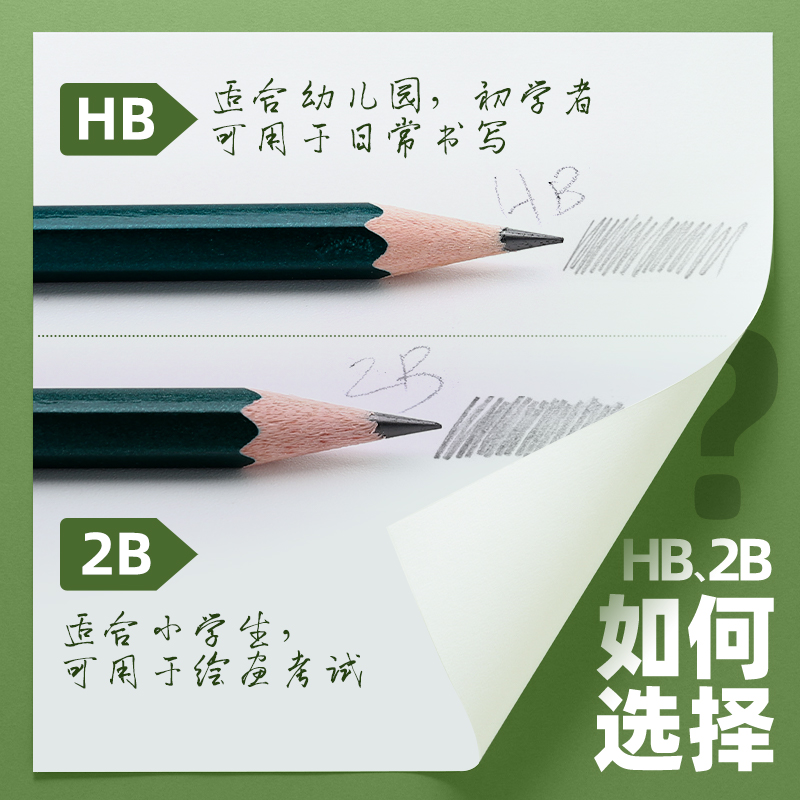 得力绿杆2比铅笔小学生专用一年级无铅毒安全素描考试答题卡hb铅笔 2b儿童幼儿园绘画涂卡2h批发学习文具用品