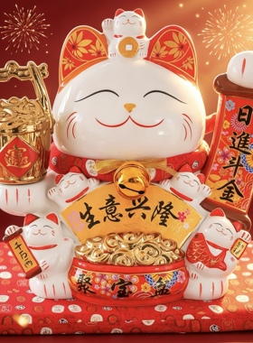 陶瓷大号招财猫开业送礼礼物