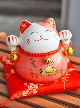 陶瓷招财猫小桌面摆件创意礼品家居装饰存钱罐客厅商铺开业发财猫