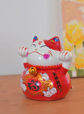 陶瓷小号招财猫喜糖罐储蓄罐公司年会周年庆婚礼创意可爱宴会礼品