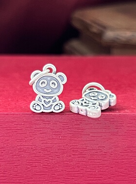 3D足银999熊猫吊坠隔珠DIY