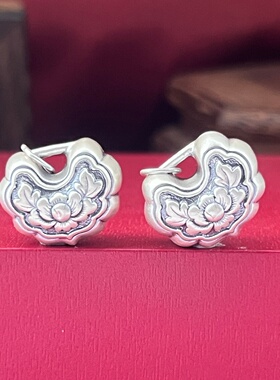 足银999牡丹花长命锁隔珠DIY