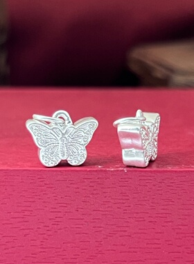 3D足银999蝴蝶挂坠DIY散珠
