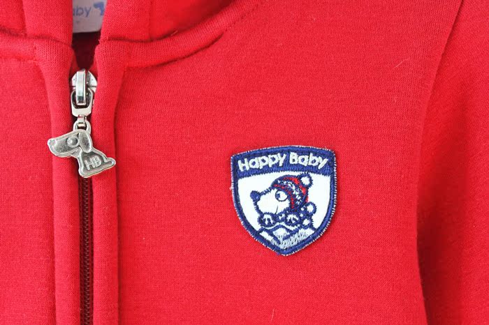 秋冬喜庆红韩国HAPPYBABY宝宝外套加厚加绒卫衣宝宝衣服特价童装 - 图1