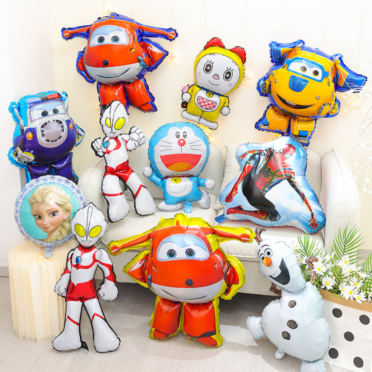 动漫卡通超级飞侠气球宝宝生日装饰场景布置艾莎超人铝膜儿童气球
