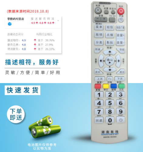 包邮 湖南有线电视遥控器数字广电机顶盒 长沙 郴州衡阳娄底怀化常德通用 - 图0