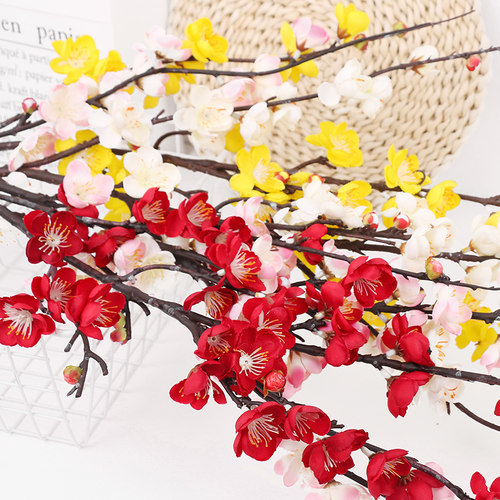 仿真梅花枝假花摆件仿真花腊梅干花桃花客厅摆设花束中式家居装饰 - 图2