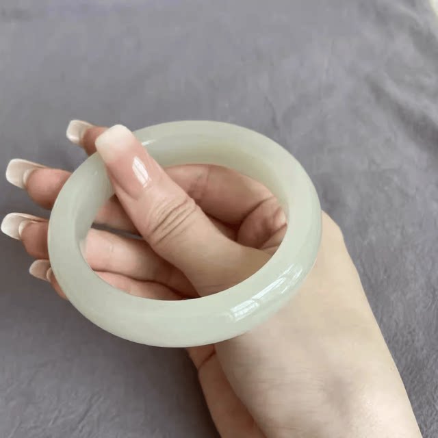 Flat Hetian Jade Bracelet Ice Seed Women's Style