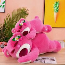 Cute pink strawberry bear soft cute paparazzi wool suede toy large number groveling bear sleeping doll holding pillow birthday present