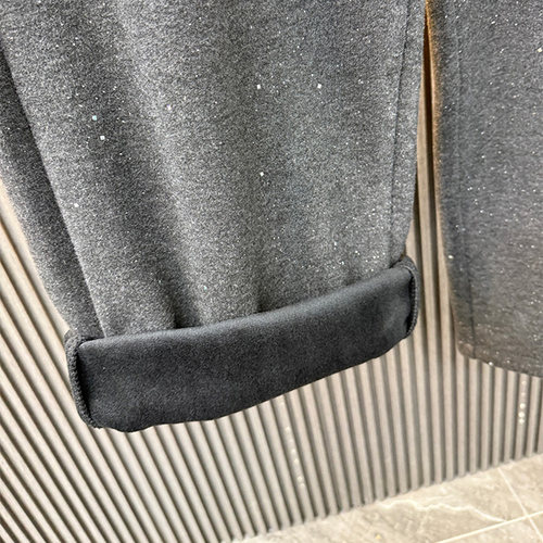 冬季新款加绒细闪阔腿裤直筒裤红色女裤宽松显瘦百搭休闲裤拖地裤 - 图3