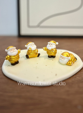 新品！金色圣诞老人圣诞节装饰品礼品场景diy布置桌面树脂小摆件