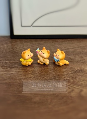 三只装小橘猫树脂迷你摆件