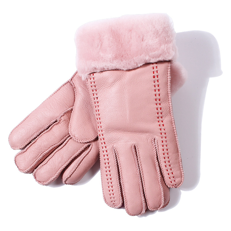 真皮羊皮皮毛一体骑摩托车防风手套 啄木鸟三皮堂手套