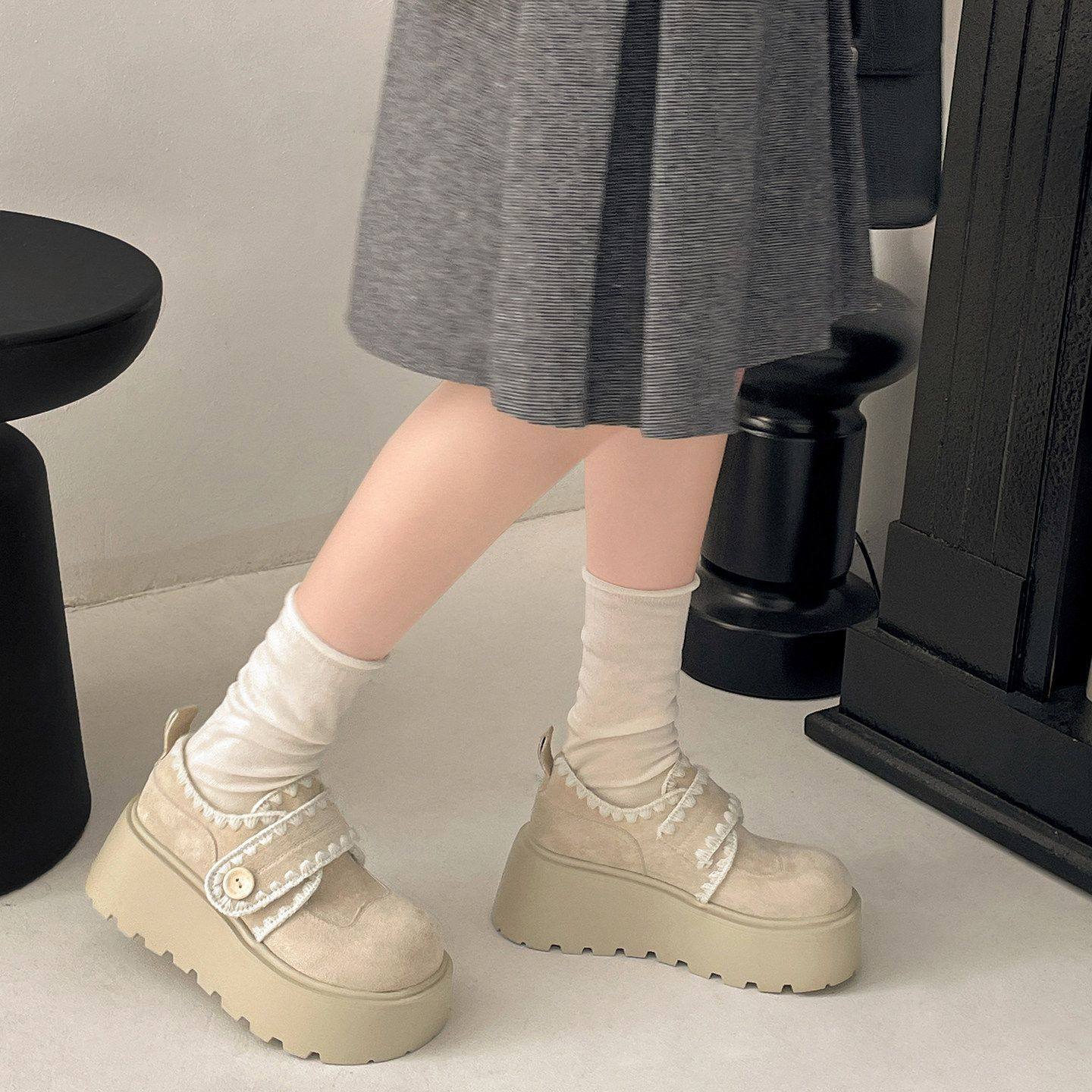 小个子复古厚底勃肯鞋女2026春季新款百搭外穿配裙子增高低帮单鞋,淘宝优惠券,粉丝福利购,淘宝优惠卷