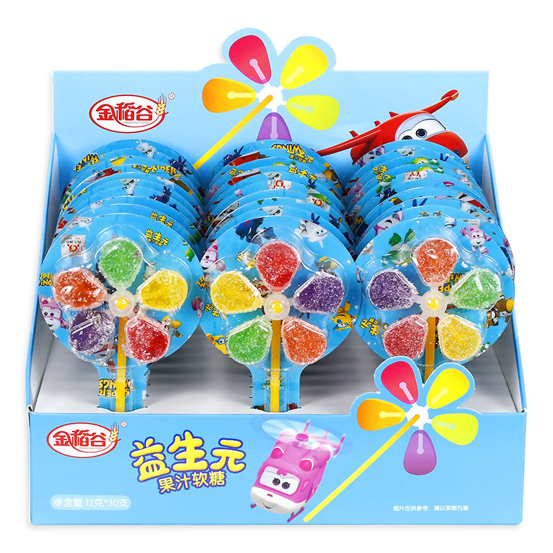 金稻谷五彩风车糖益生元果汁软糖棒棒糖儿童糖果小零食水果糖30支,淘宝优惠券,粉丝福利购,淘宝优惠卷