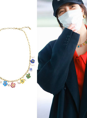 宋妍霏同款彩色琉璃淡水珍珠项链