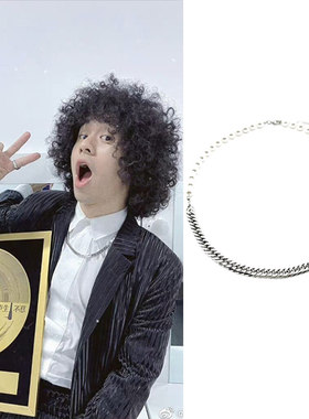 曾比特同款珍珠钛钢拼接项链男女