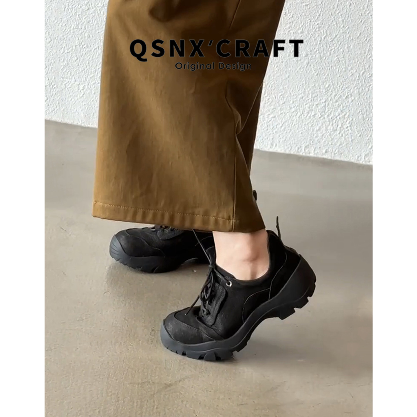 牛皮版~黑色阿甘鞋女2025新款厚底德训鞋小个子百搭休闲运动鞋子,淘宝优惠券,粉丝福利购,淘宝优惠卷