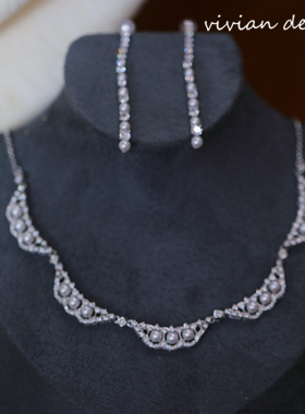 太甜！蕾丝复古花边珍珠项链保色链条女豌豆公主项链生日礼物