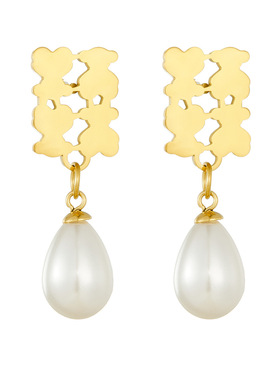 秋季新款熊家出品双排小熊项链吊塑料白珠项链吊坠耳钉