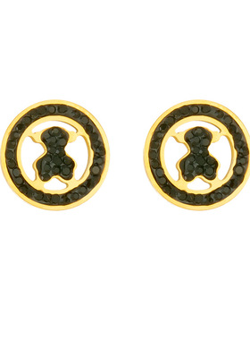 2025桃丝熊新款圆形圆圈黑色小熊项链耳钉套装韩版高级感女式