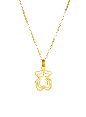 镂空条纹潮牌桃丝熊嘻哈平面抛光土酷不锈钢项链不掉色锁骨链百搭