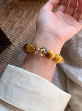 金珀凝瑞丨新中式虎眼石招财好运手串2026本命年好运显白手链饰品