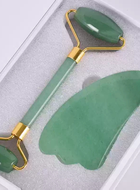 海外水晶玉石刮脸板眼部美容仪天然玉石滚轮按摩器提拉紧致按摩