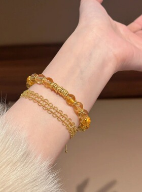 黄水晶手链女转运珠招财财运暴富手串女款小红书爆款直播