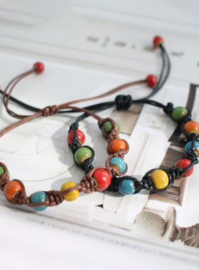 编织款彩珠手链男女均可佩戴