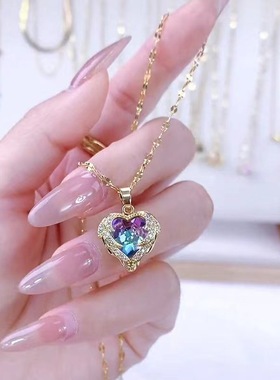 金色海洋之心项链吊坠