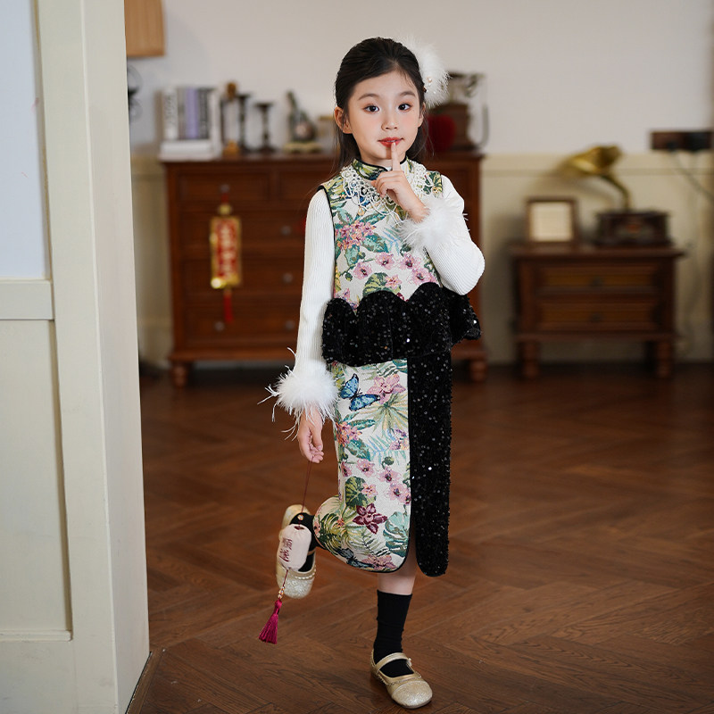 80944女童汉服马甲裤子两件套2025冬季新中式国风拜年服宝宝套装,淘宝优惠券,粉丝福利购,淘宝优惠卷