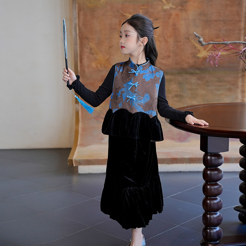 新中式国风汉服女童套装2025秋季新款一整套搭配高端儿童两件套裙,淘宝优惠券,粉丝福利购,淘宝优惠卷