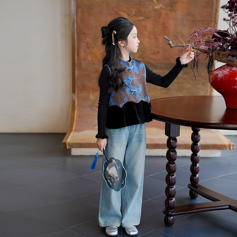 新中式国风汉服女童套装2025秋季新款一整套搭配高端儿童两件套裙,淘宝优惠券,粉丝福利购,淘宝优惠卷