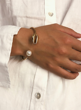 小众贝壳珍珠欧美风ins百搭手镯